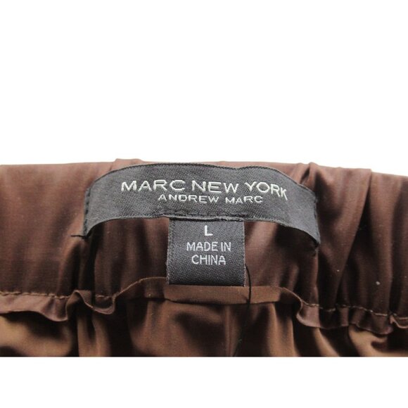 Mark New York Women Skirt Pleated Brown Faux Leather-Look Stretch Long Wide NWT - Picture 2 of 15